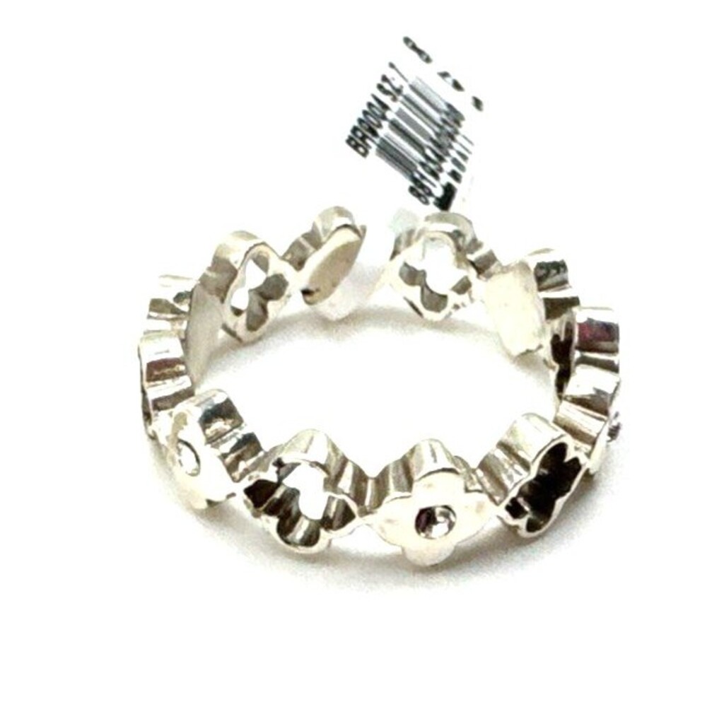 Brighton Toledo Cutouts Eternity Crystals Stackable Silver Ring Size 7 NWT